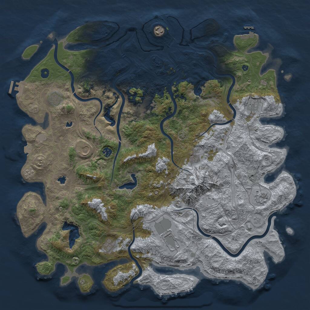 Rust Map: Procedural Map, Size: 5000, Seed: 1995415399, 17 Monuments
