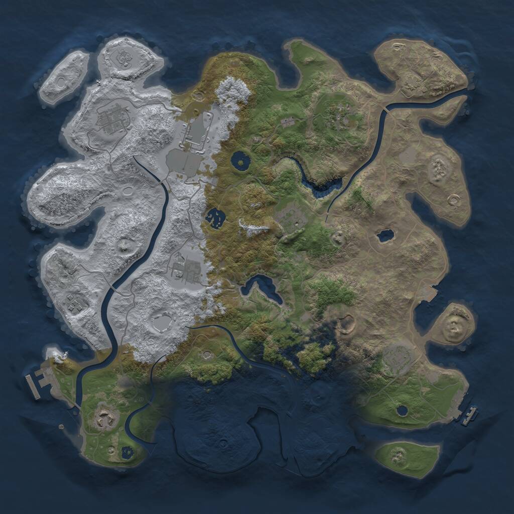 Rust Map: Procedural Map, Size: 4000, Seed: 1280386961, 16 Monuments