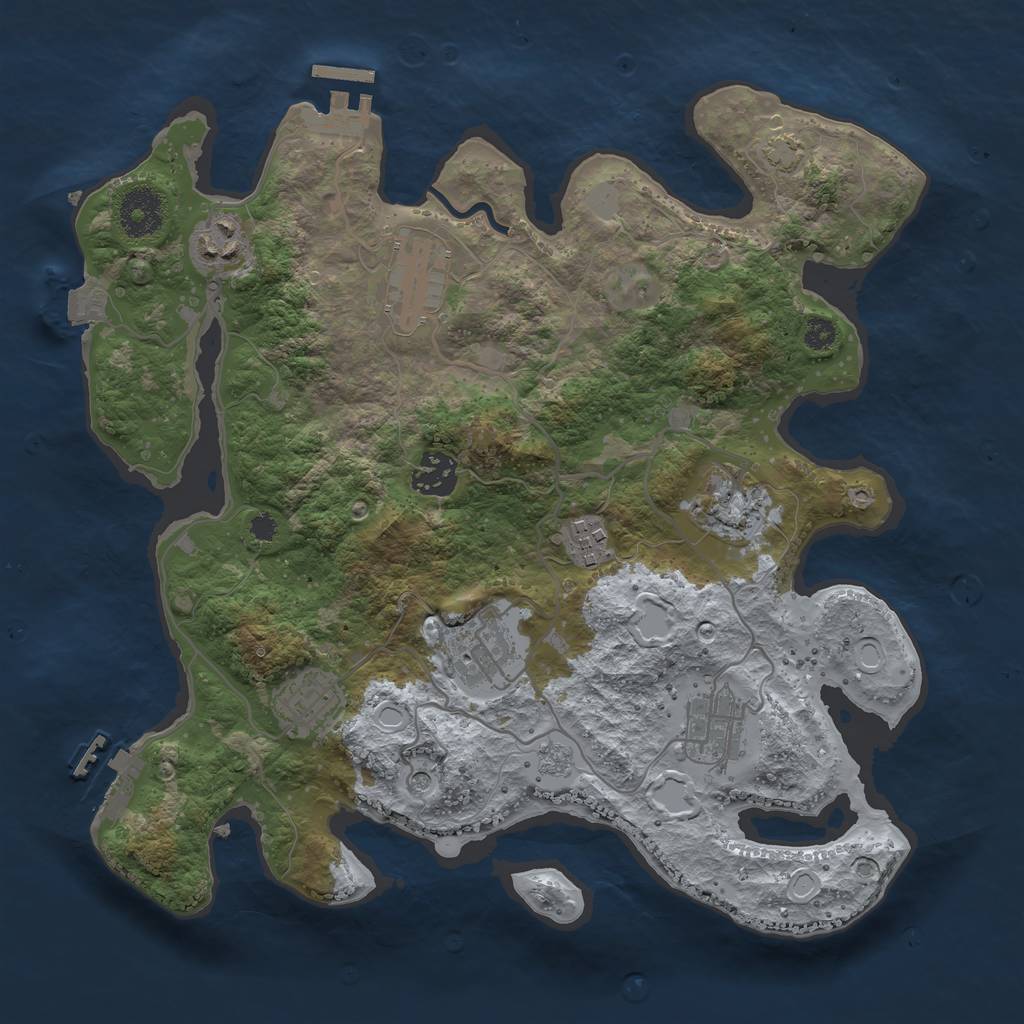 Rust Map: Procedural Map, Size: 3300, Seed: 1821527513, 16 Monuments
