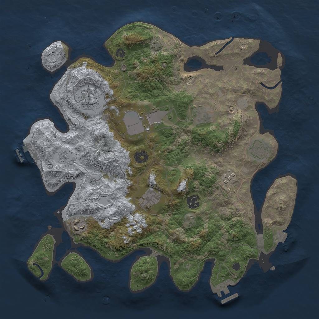 Rust Map: Procedural Map, Size: 3500, Seed: 479685997, 16 Monuments
