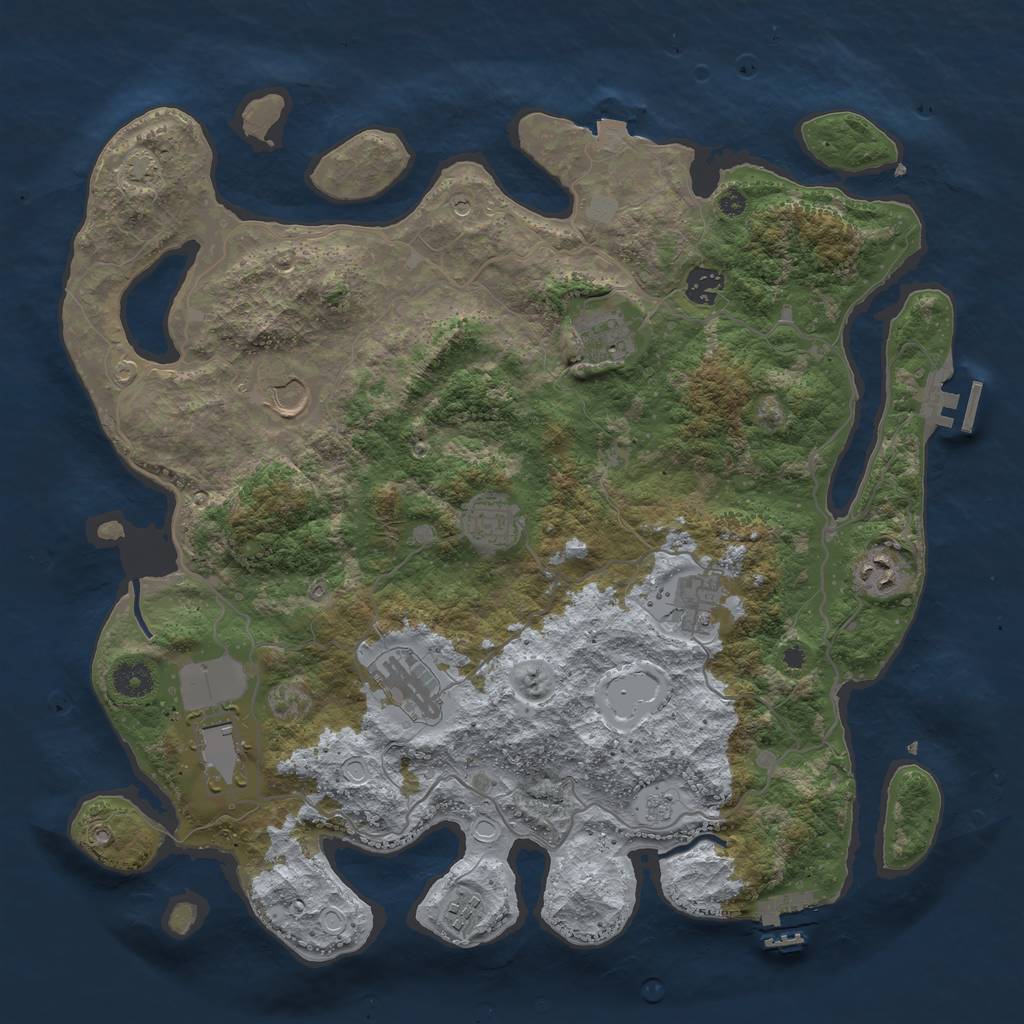 Rust Map: Procedural Map, Size: 4000, Seed: 514729335, 17 Monuments