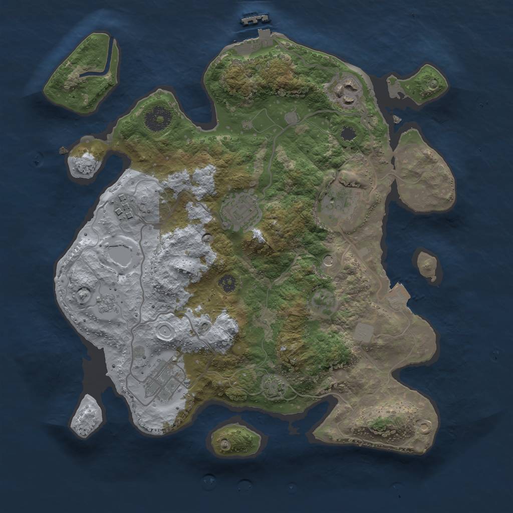 Rust Map: Procedural Map, Size: 3000, Seed: 1234439197, 12 Monuments