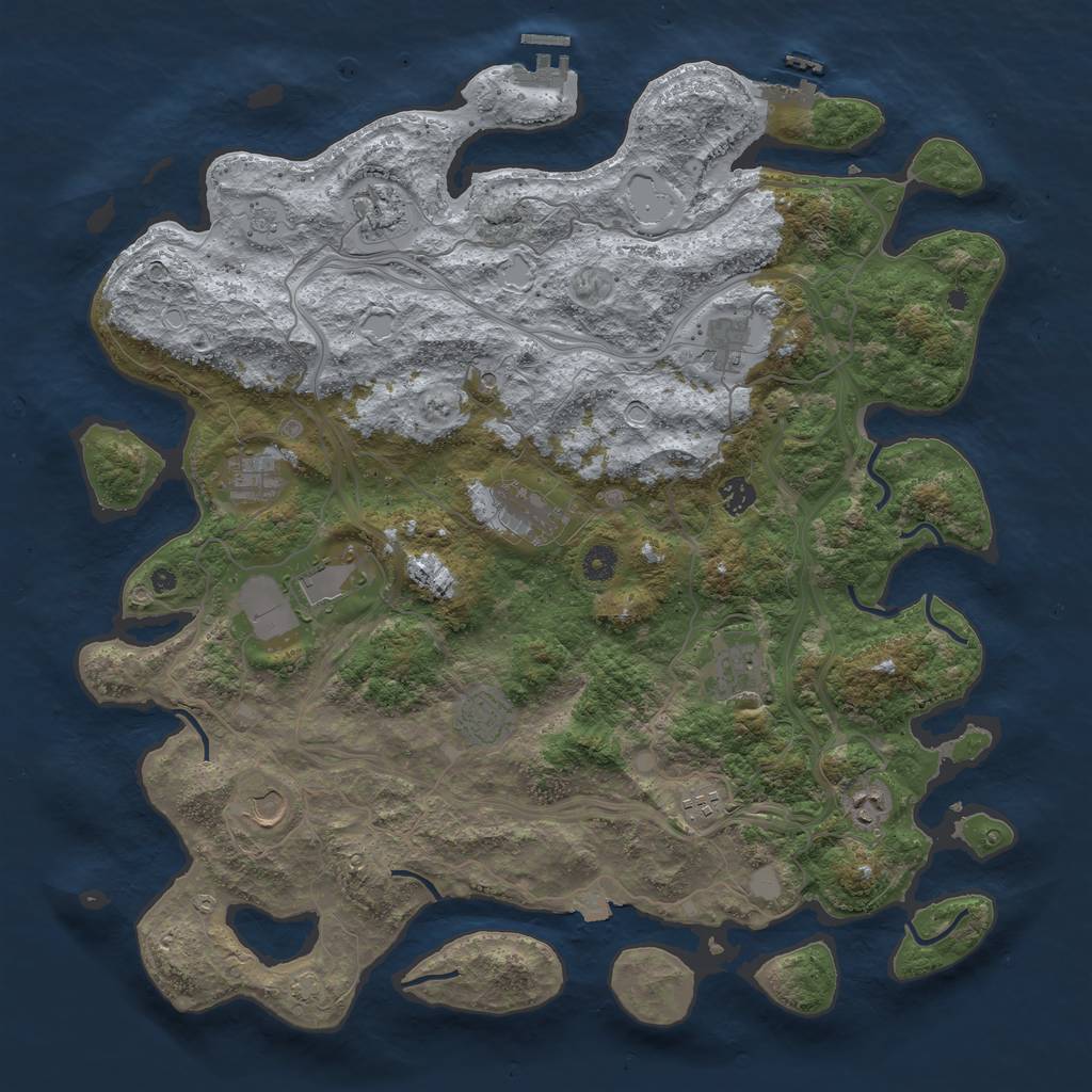 Rust Map: Procedural Map, Size: 4500, Seed: 866224922, 19 Monuments