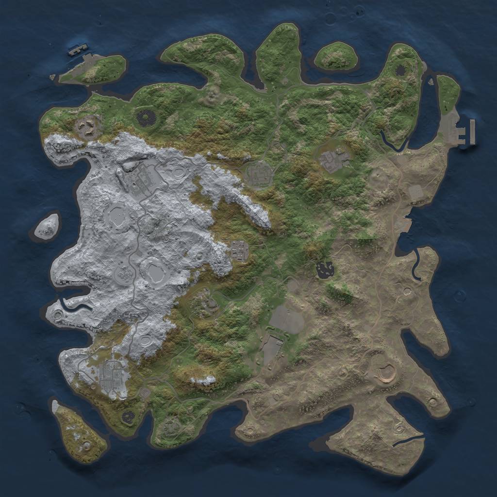 Rust Map: Procedural Map, Size: 4000, Seed: 95843446, 18 Monuments