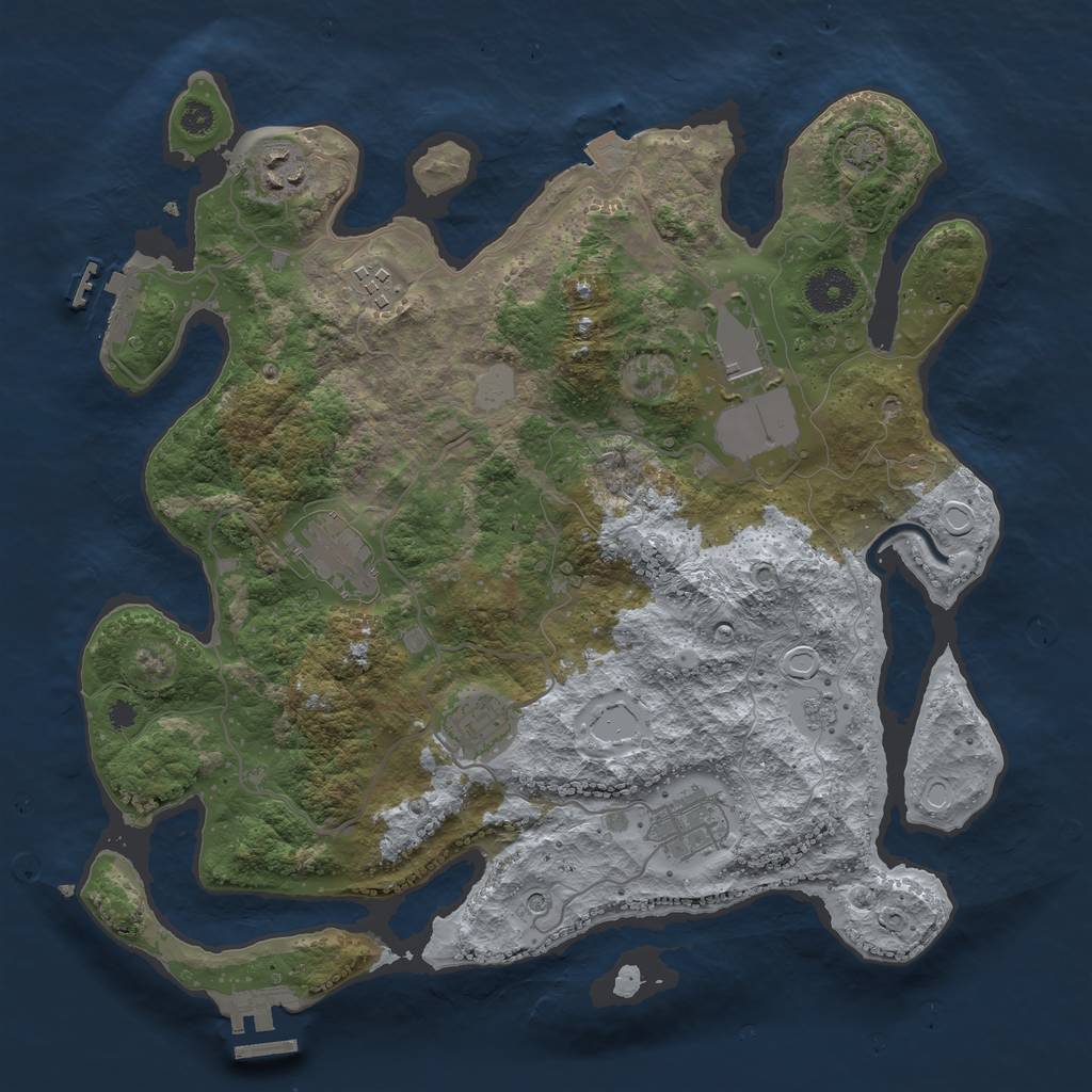 Rust Map: Procedural Map, Size: 3500, Seed: 832485224, 14 Monuments