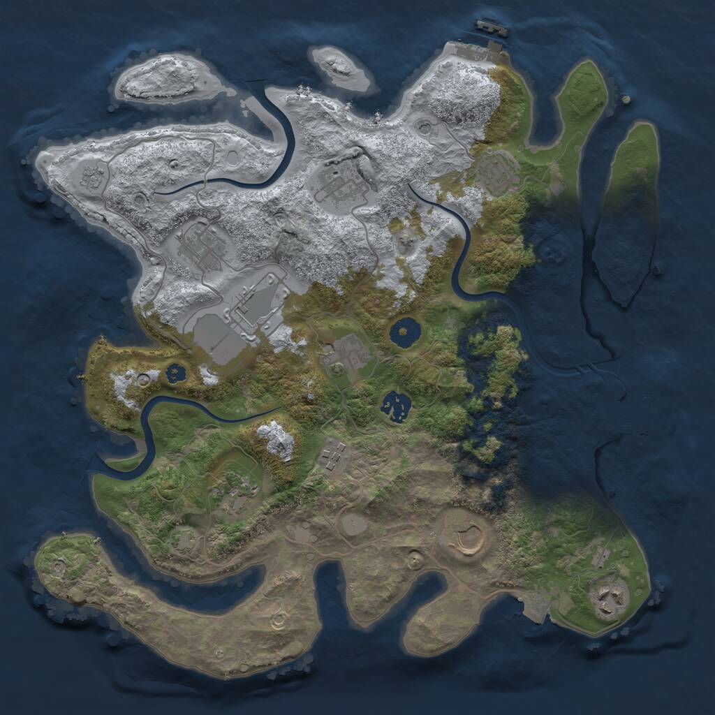Rust Map: Procedural Map, Size: 3600, Seed: 22008, 16 Monuments