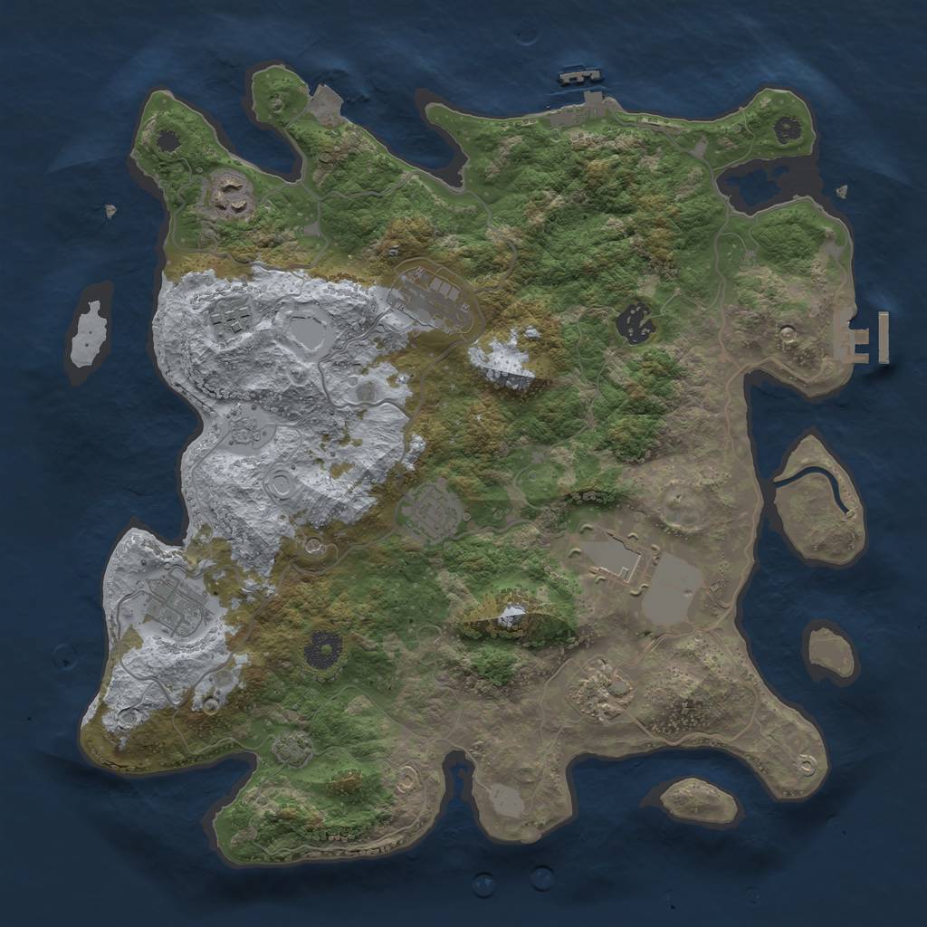 Rust Map: Procedural Map, Size: 3600, Seed: 12008, 16 Monuments