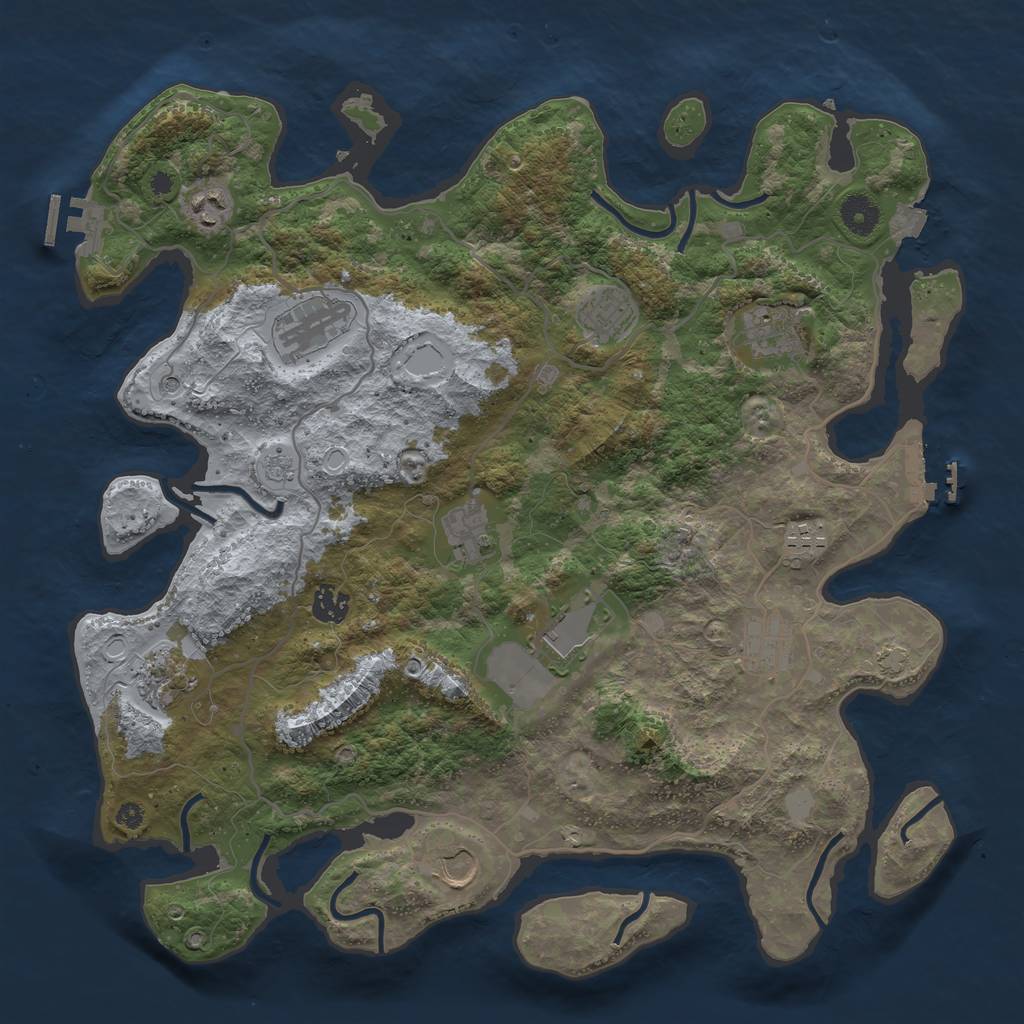 Rust Map: Procedural Map, Size: 4000, Seed: 543200, 19 Monuments