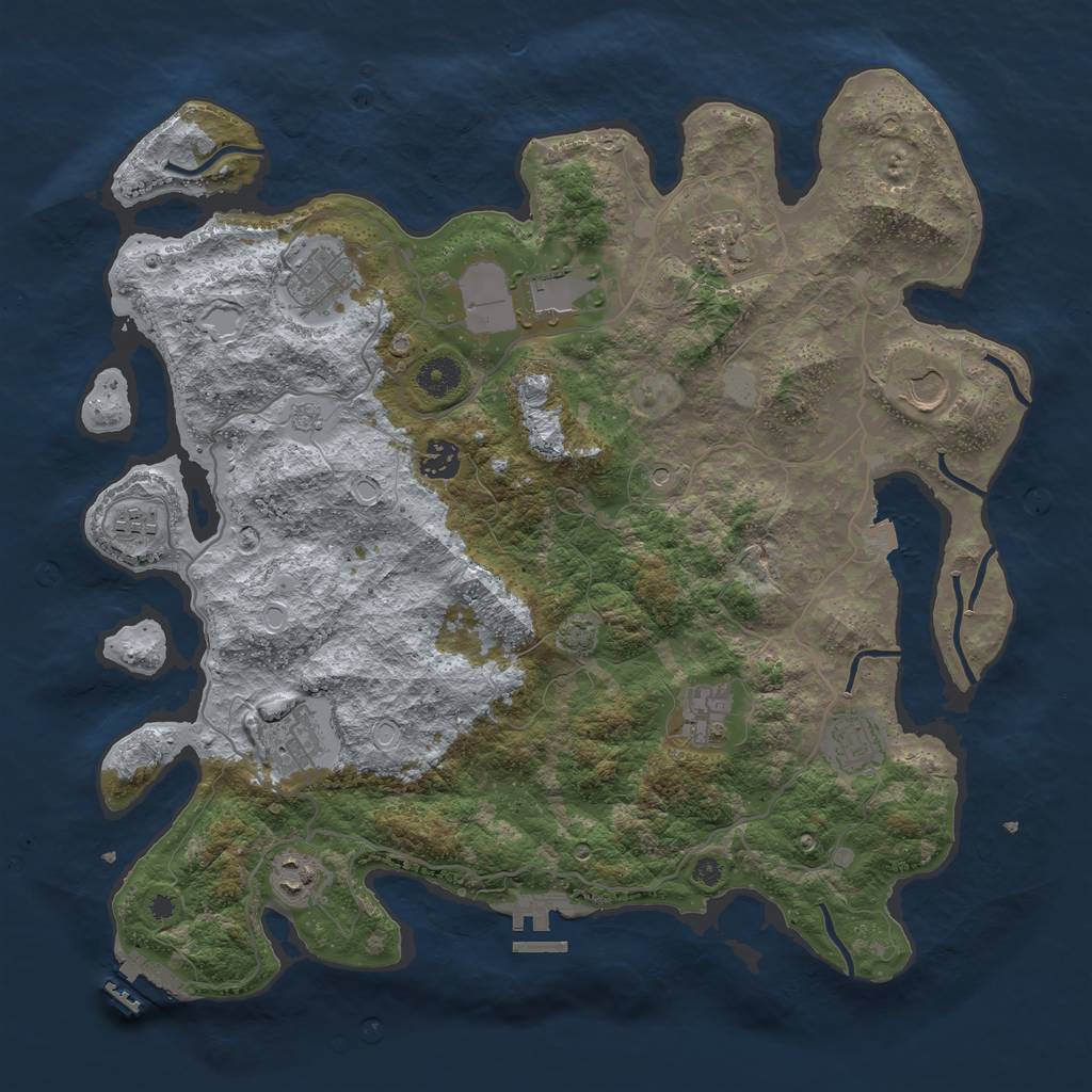 Rust Map: Procedural Map, Size: 4000, Seed: 1008935580, 18 Monuments