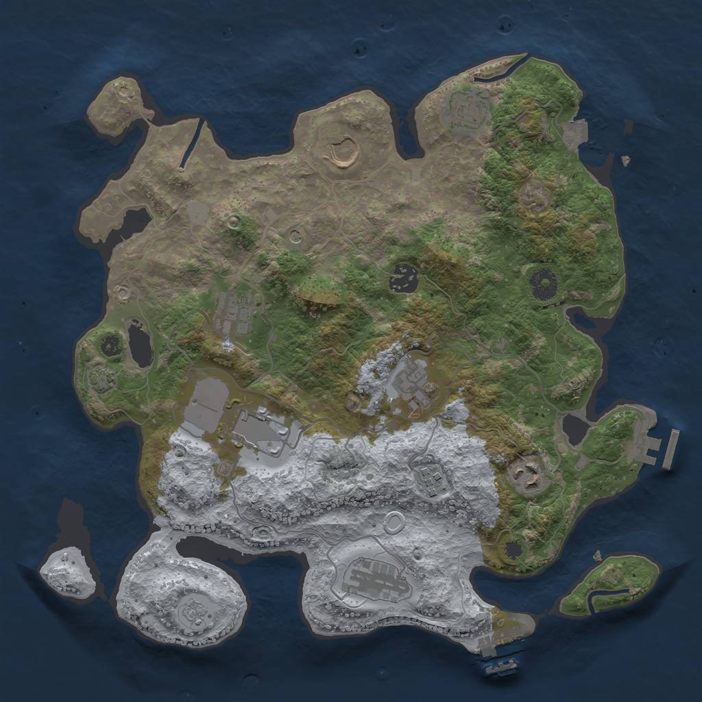 Rust Map: Procedural Map, Size: 3500, Seed: 654456, 17 Monuments