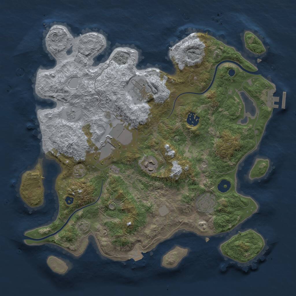 Rust Map: Procedural Map, Size: 3500, Seed: 396929950, 11 Monuments