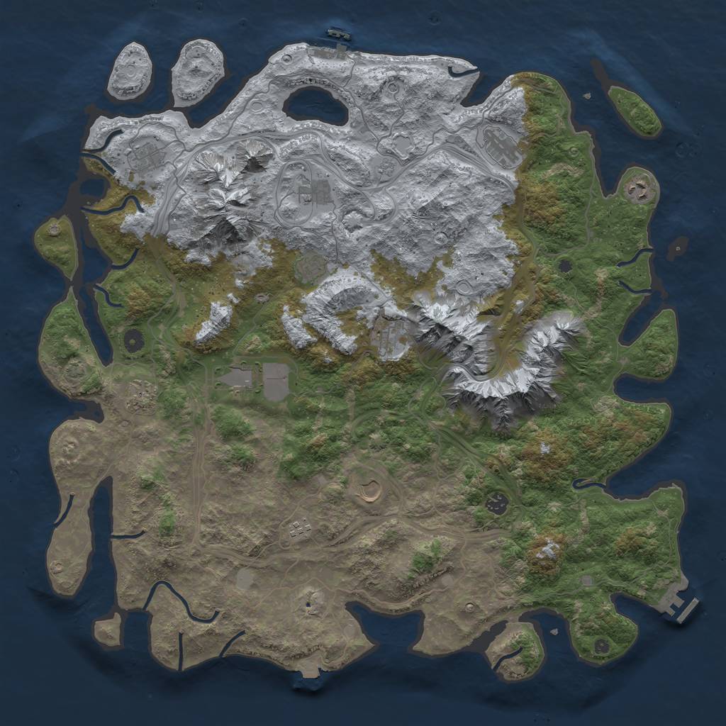 Rust Map: Procedural Map, Size: 5000, Seed: 1133, 19 Monuments