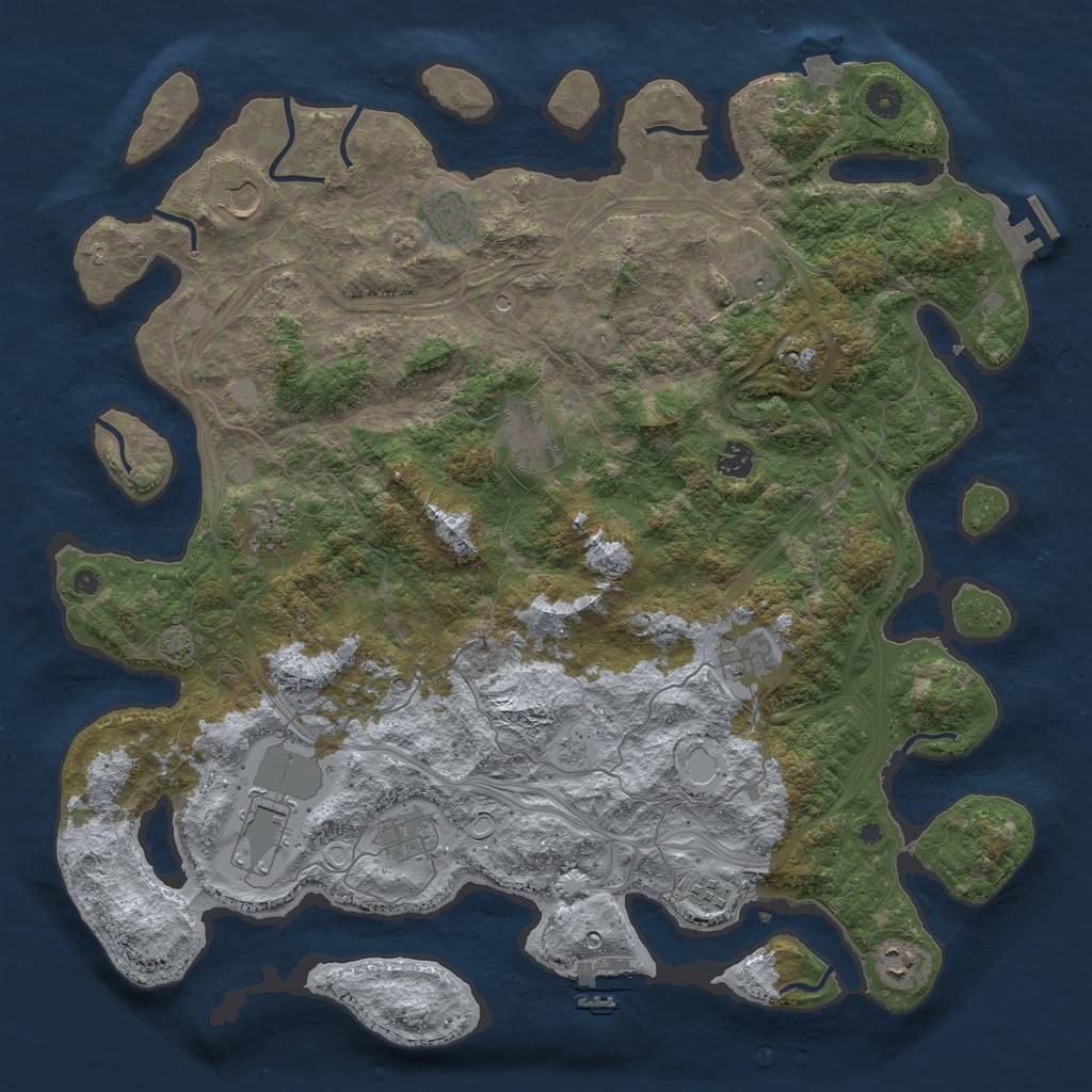 Rust Map: Procedural Map, Size: 4500, Seed: 46357454, 19 Monuments