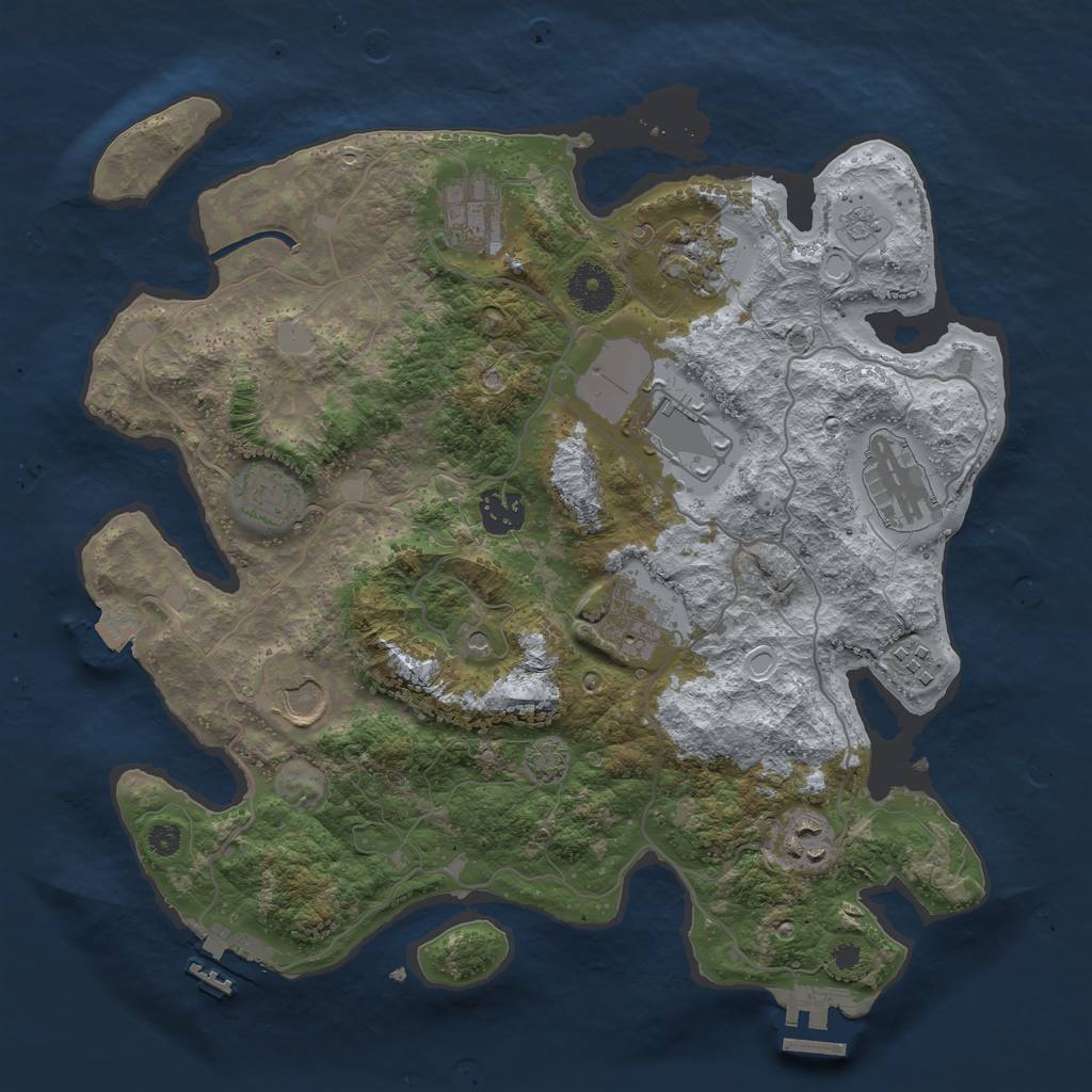 Rust Map: Procedural Map, Size: 3500, Seed: 487697506, 18 Monuments