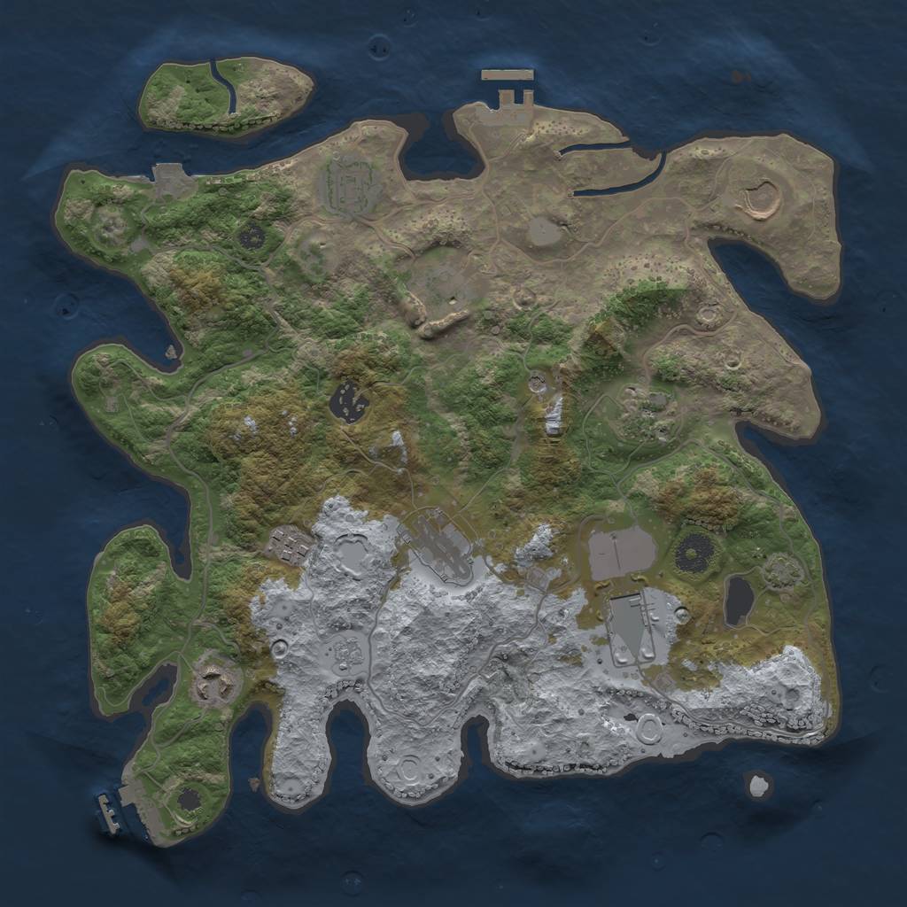 Rust Map: Procedural Map, Size: 3500, Seed: 1720820173, 17 Monuments