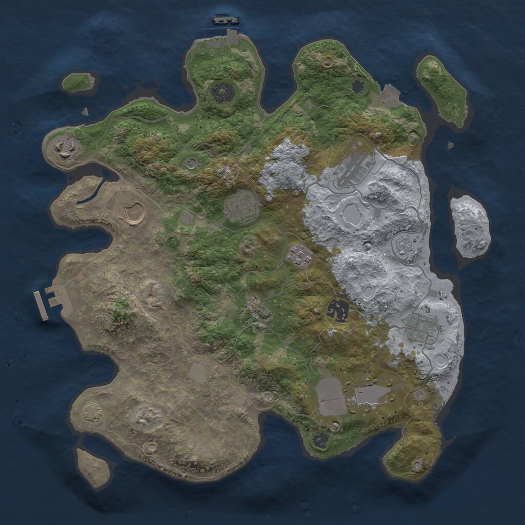 Rust Map: Procedural Map, Size: 3500, Seed: 281450433, 15 Monuments