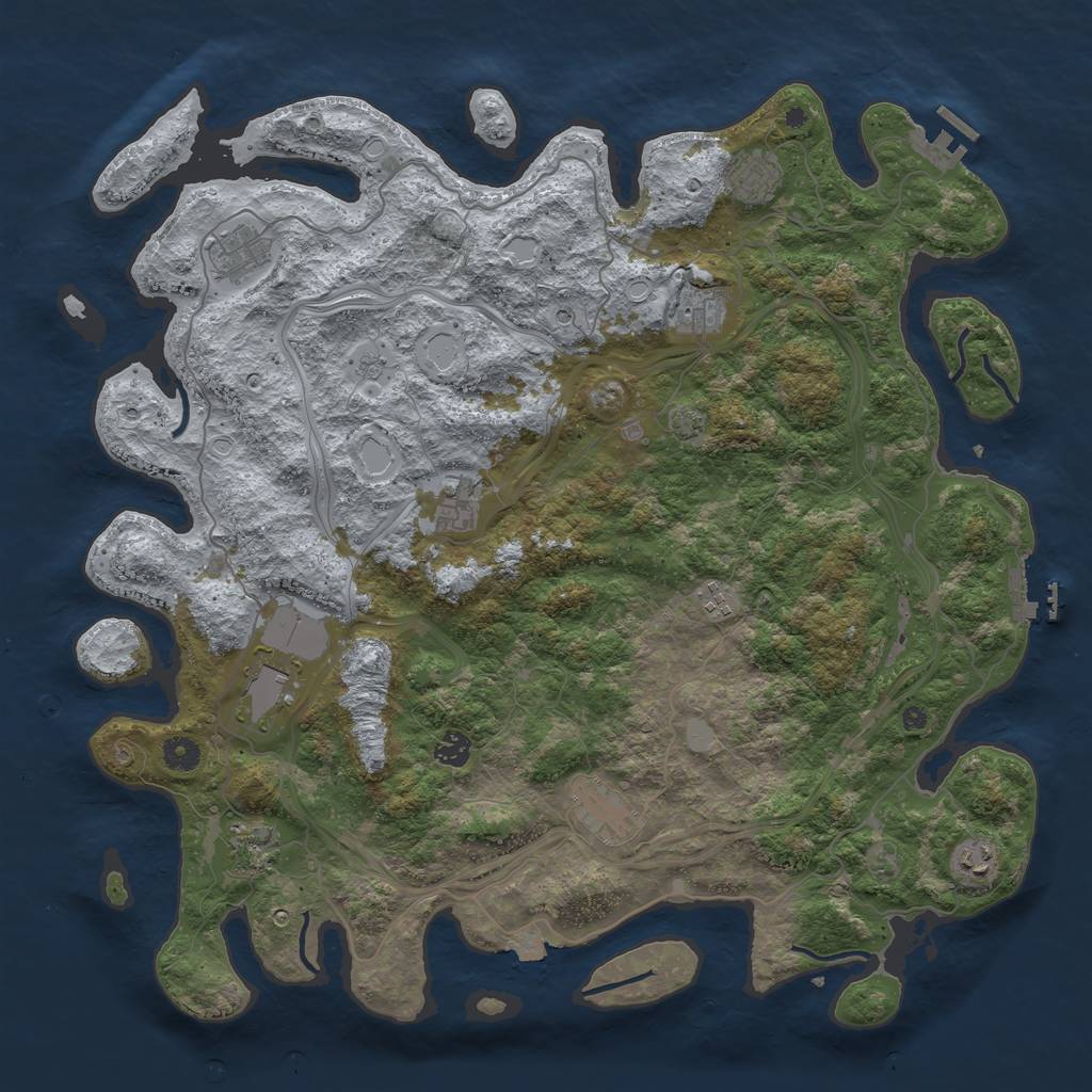 Rust Map: Procedural Map, Size: 4500, Seed: 9844010, 18 Monuments