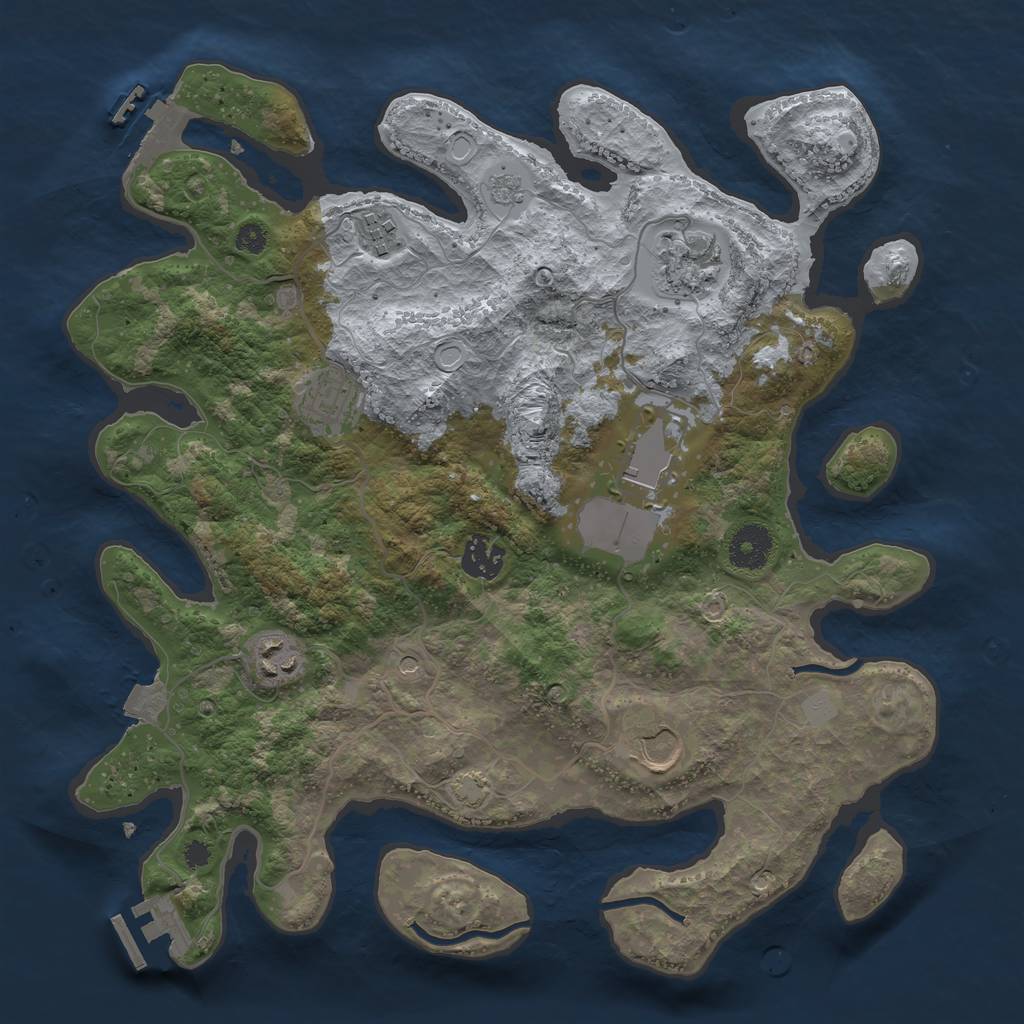 Rust Map: Procedural Map, Size: 3500, Seed: 717179, 15 Monuments