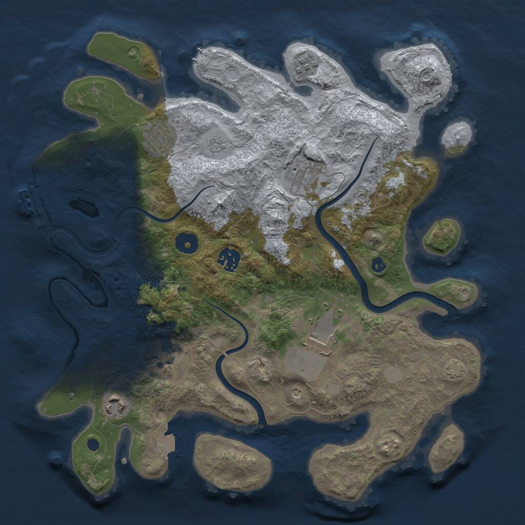 Rust Map: Procedural Map, Size: 3500, Seed: 717179, 12 Monuments