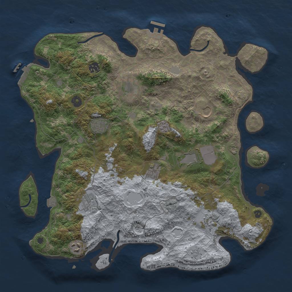 Rust Map: Procedural Map, Size: 4000, Seed: 544321, 18 Monuments