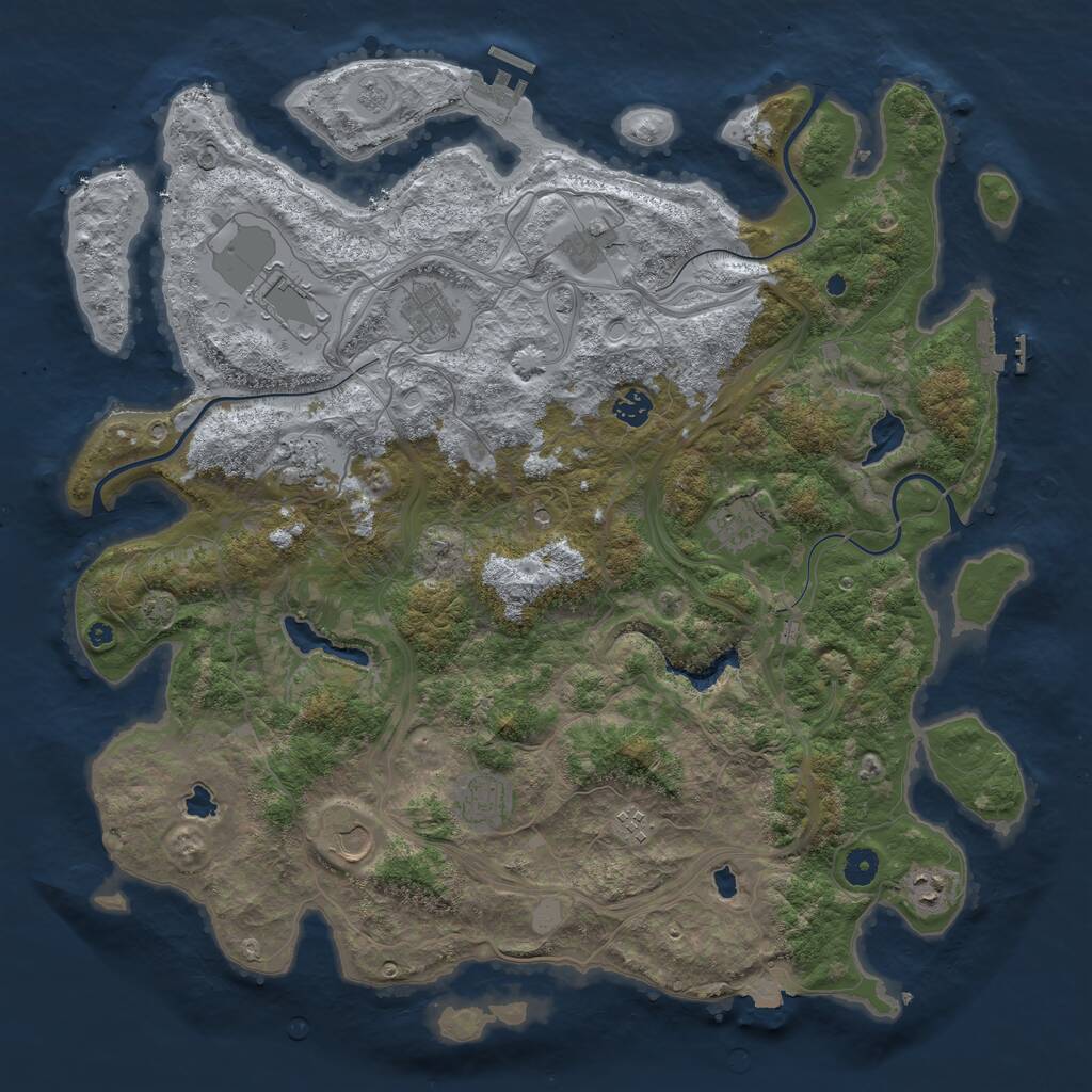 Rust Map: Procedural Map, Size: 4500, Seed: 598943272, 16 Monuments