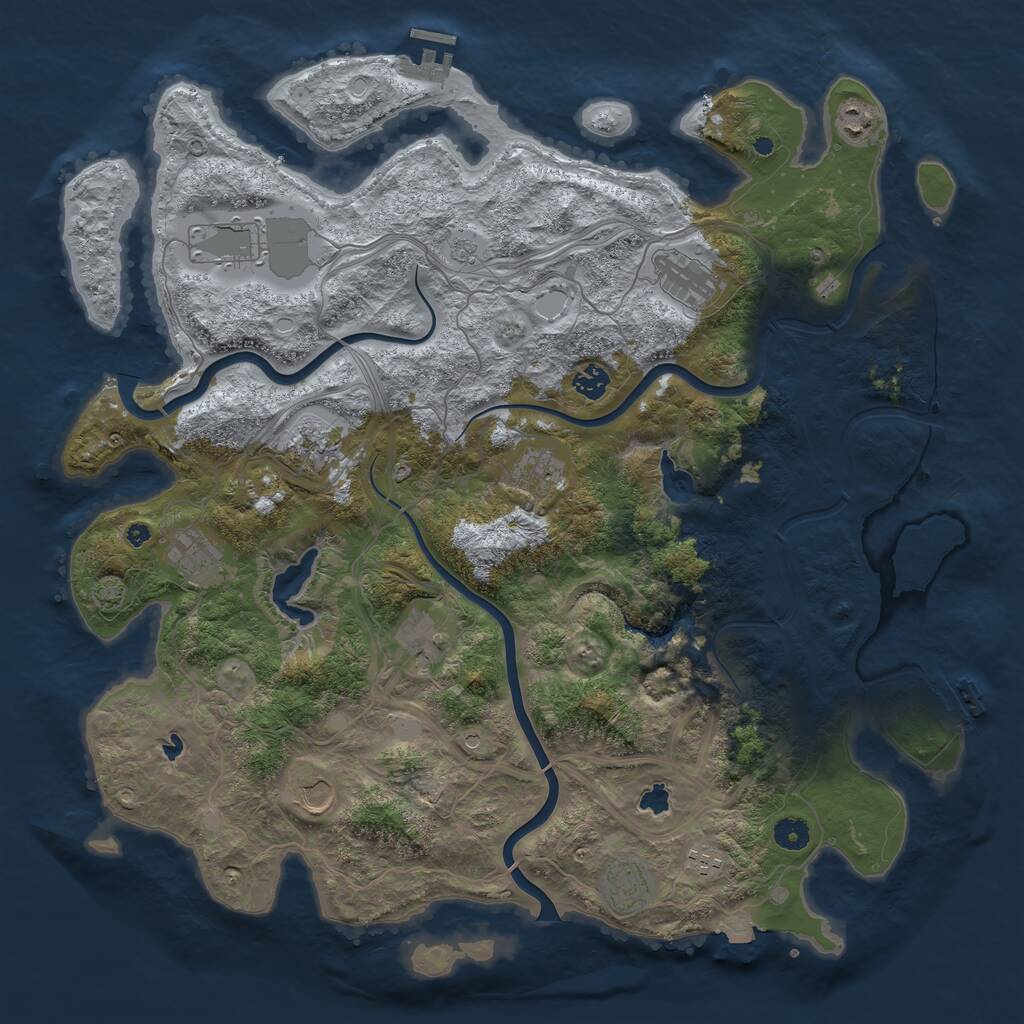 Rust Map: Procedural Map, Size: 4500, Seed: 598943272, 17 Monuments