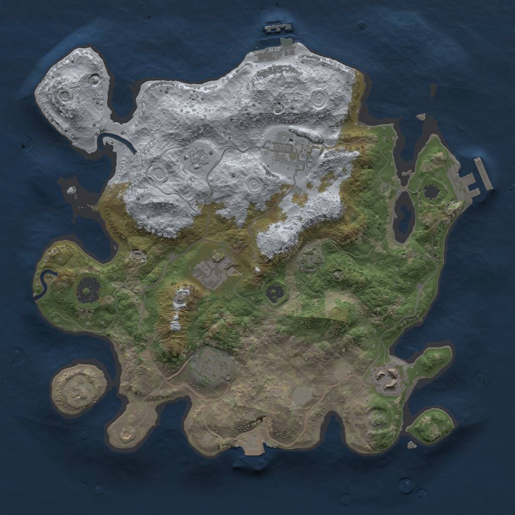 Rust Map: Procedural Map, Size: 3000, Seed: 1157440103, 11 Monuments