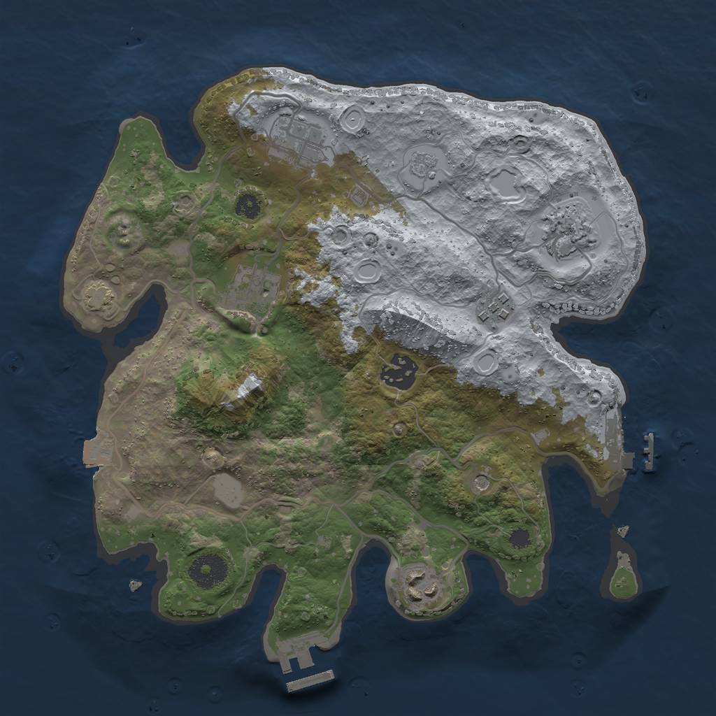 Rust Map: Procedural Map, Size: 3000, Seed: 2062737571, 14 Monuments