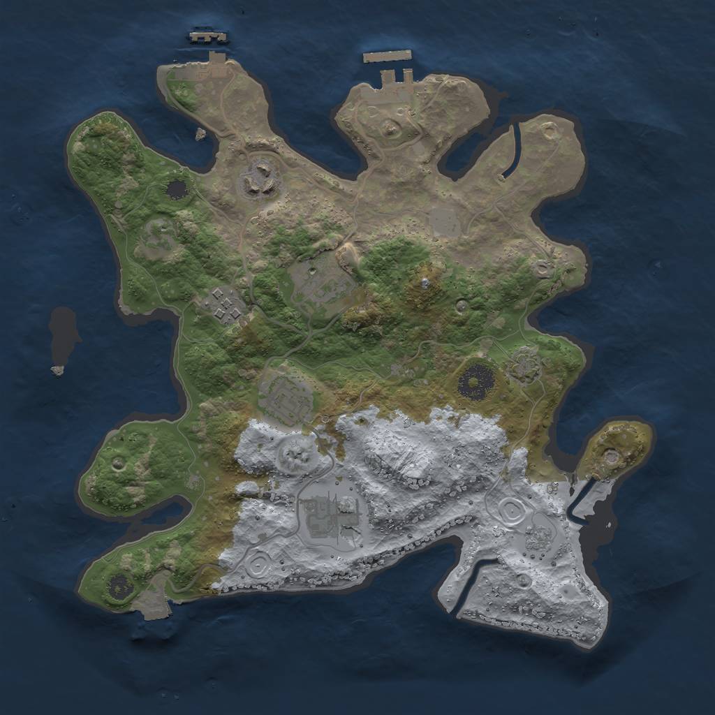 Rust Map: Procedural Map, Size: 3000, Seed: 91732, 12 Monuments
