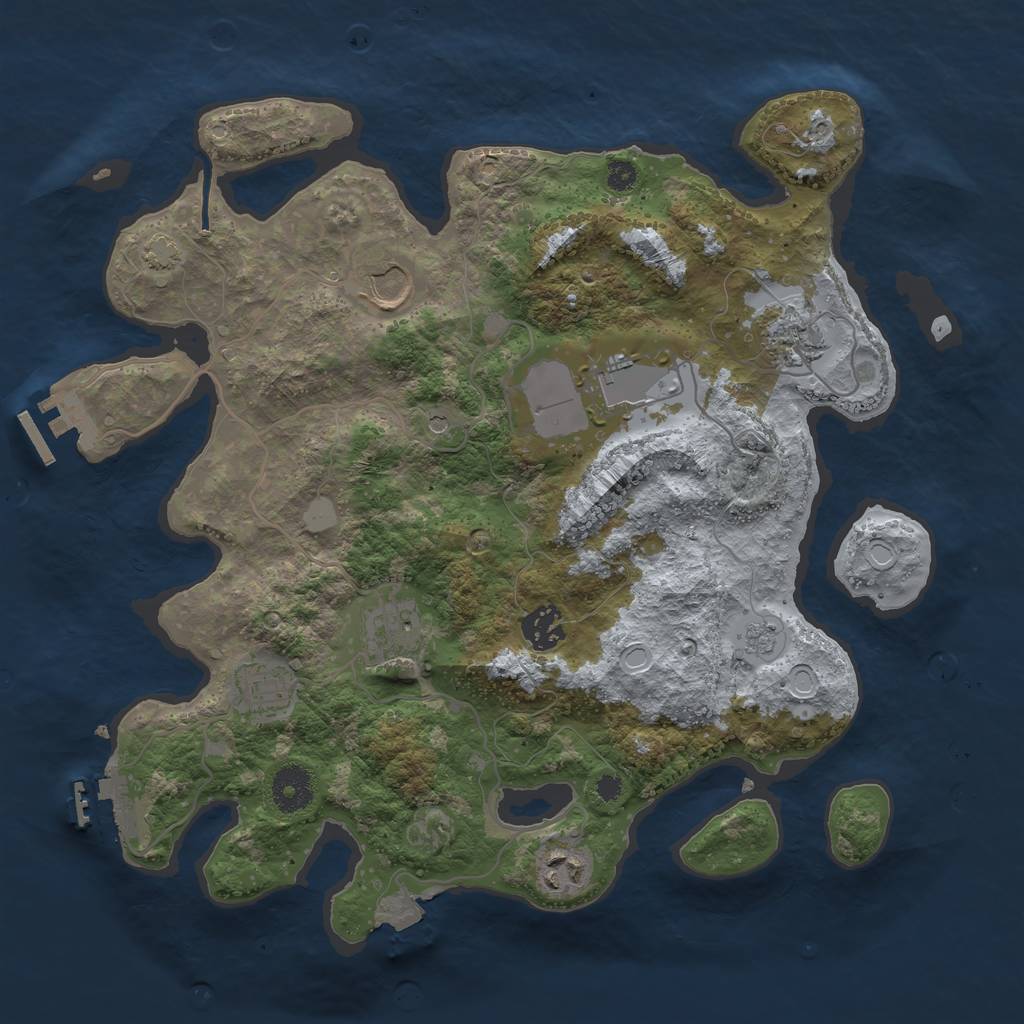Rust Map: Procedural Map, Size: 3500, Seed: 621710471, 15 Monuments