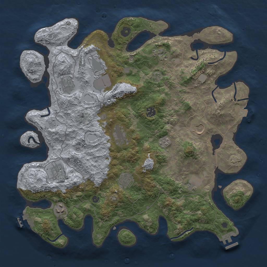 Rust Map: Procedural Map, Size: 4000, Seed: 2103457996, 19 Monuments