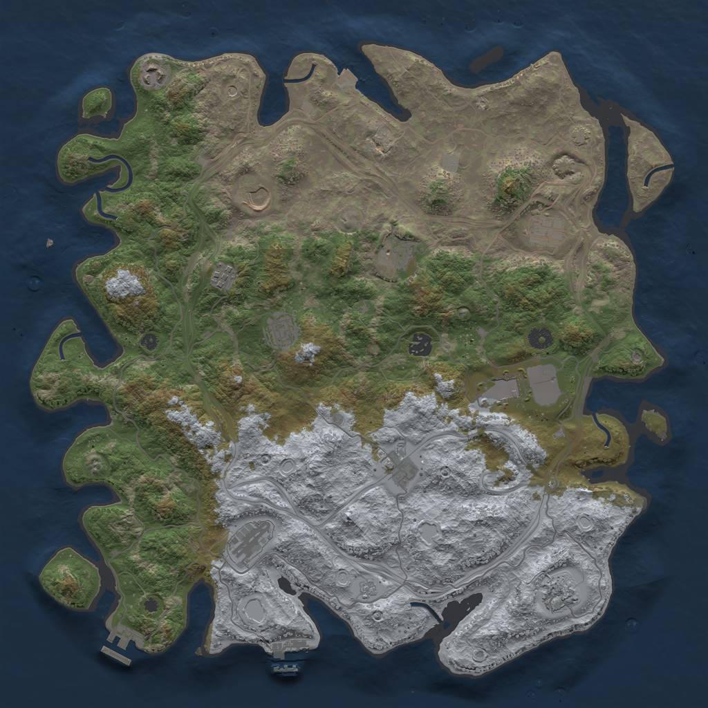 Rust Map: Procedural Map, Size: 4500, Seed: 621570864, 19 Monuments