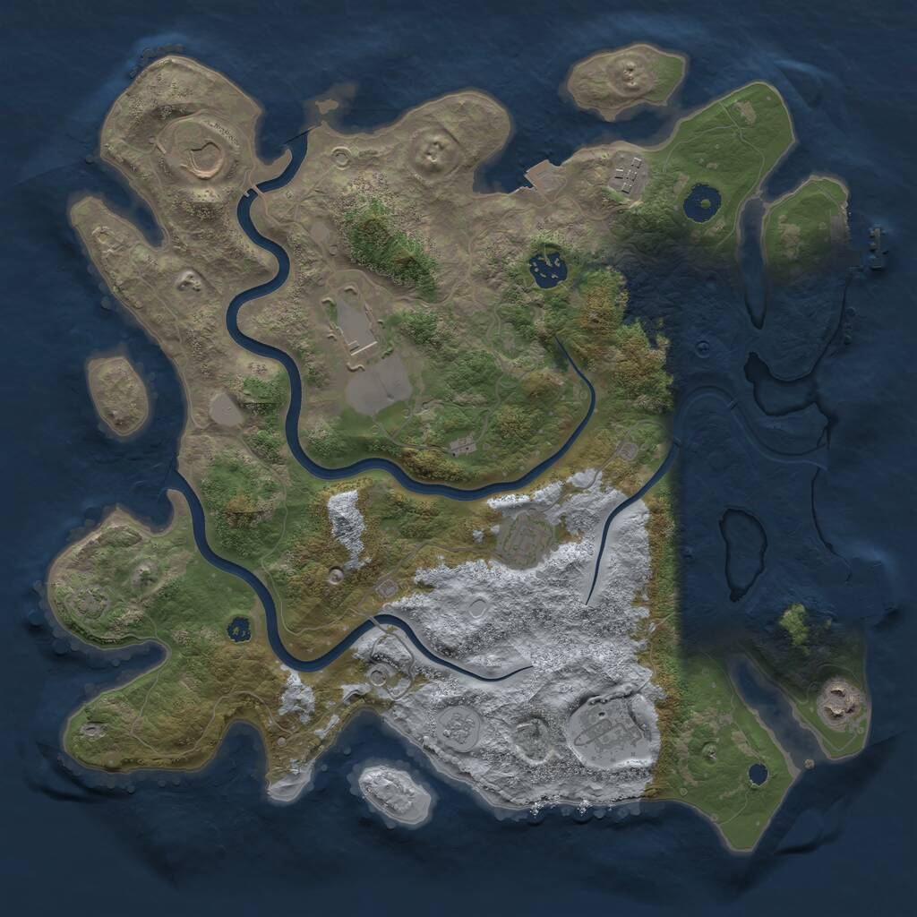 Rust Map: Procedural Map, Size: 3750, Seed: 731553994, 13 Monuments