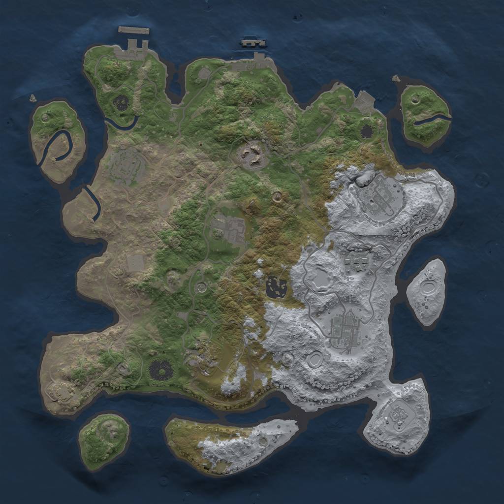 Rust Map: Procedural Map, Size: 3300, Seed: 927271210, 16 Monuments