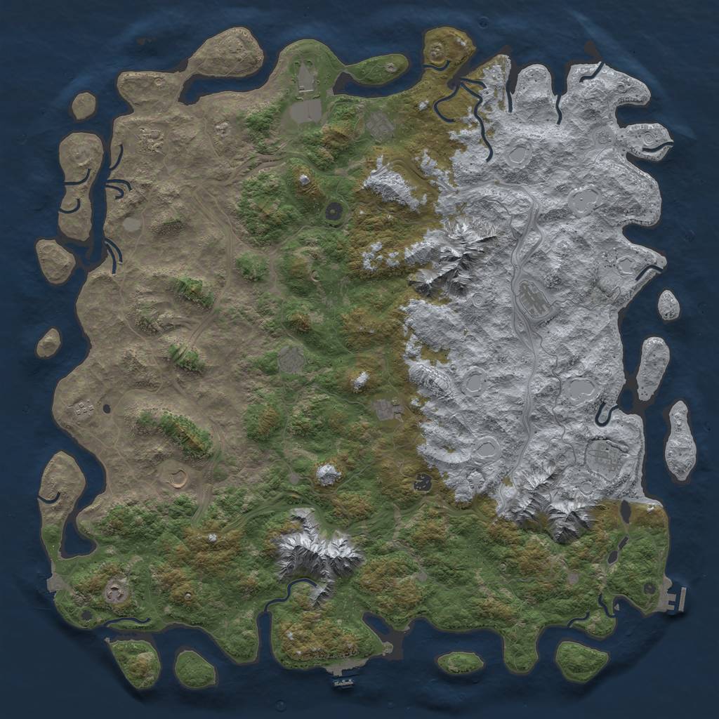 Rust Map: Procedural Map, Size: 6000, Seed: 523542, 19 Monuments