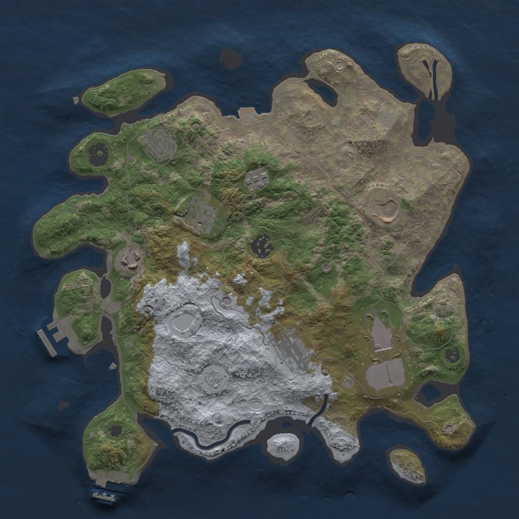 Rust Map: Procedural Map, Size: 3500, Seed: 119390396, 16 Monuments
