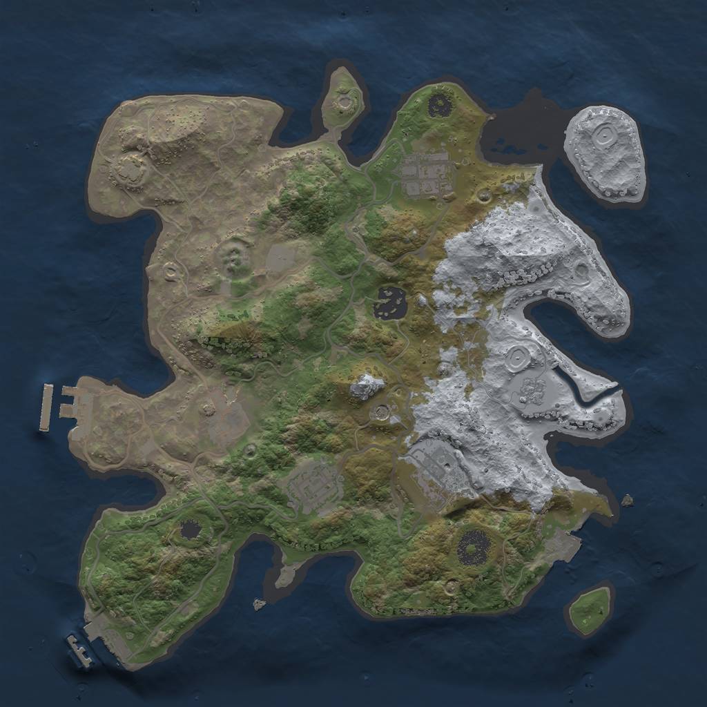 Rust Map: Procedural Map, Size: 3000, Seed: 36855, 13 Monuments
