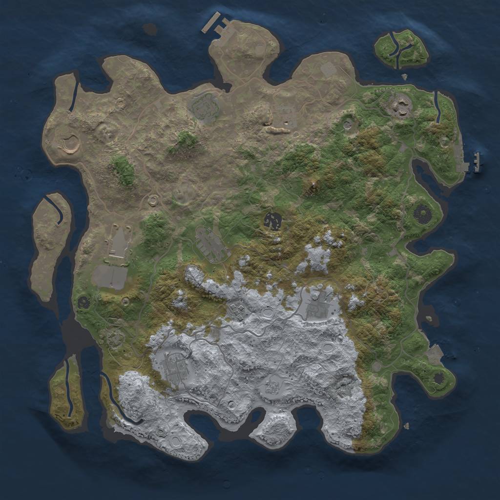 Rust Map: Procedural Map, Size: 4000, Seed: 645436431, 18 Monuments