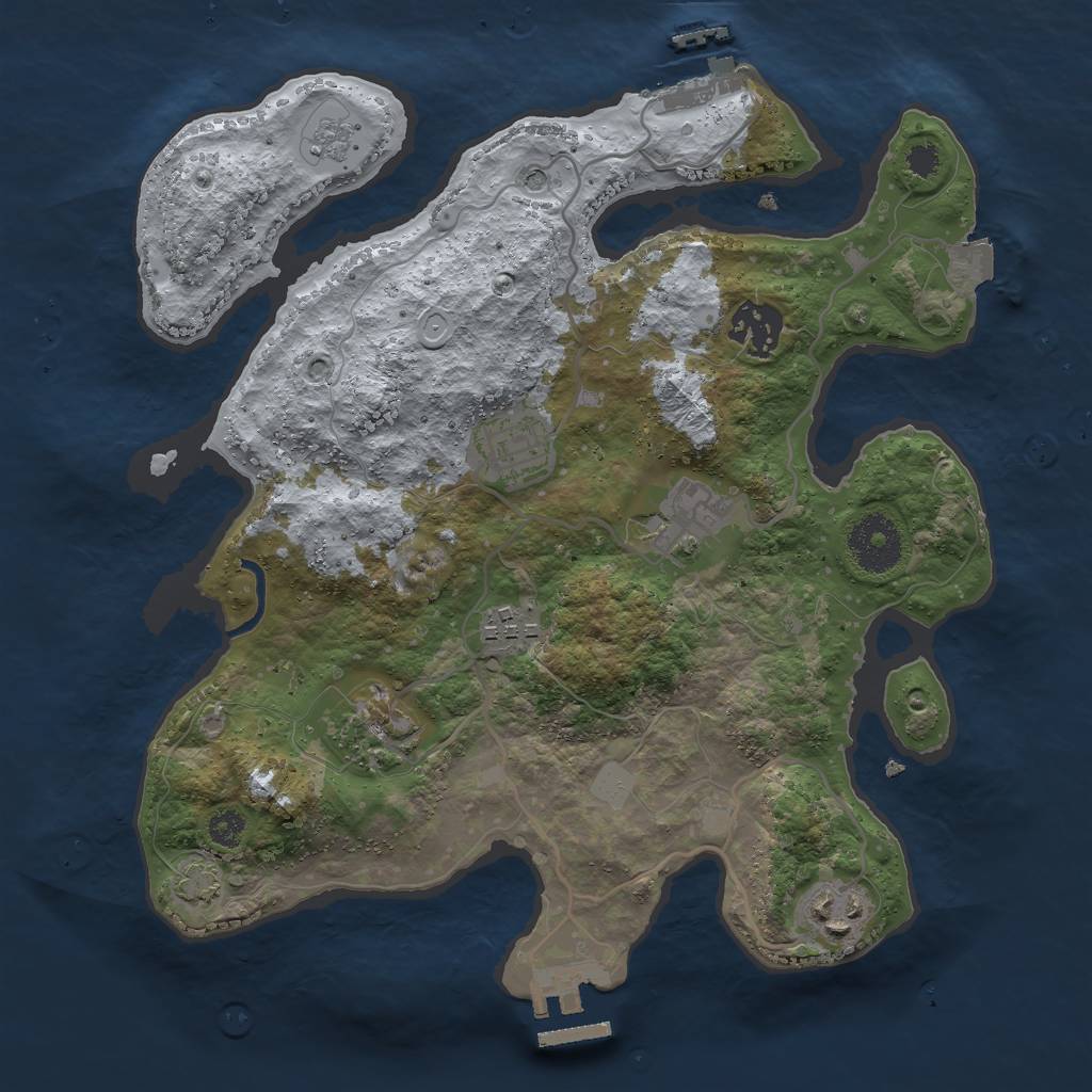 Rust Map: Procedural Map, Size: 3000, Seed: 46693, 14 Monuments