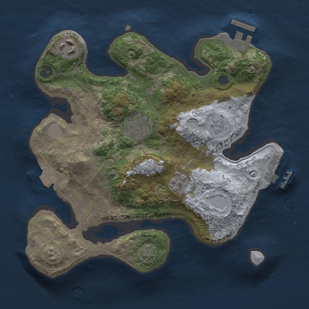 Rust Map: Procedural Map, Size: 2500, Seed: 850545057, 10 Monuments