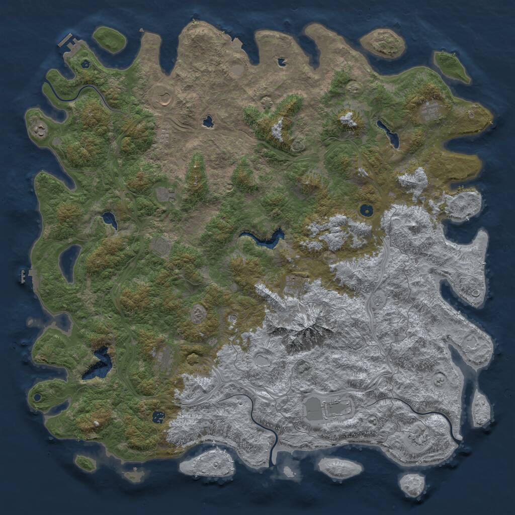 Rust Map: Procedural Map, Size: 6000, Seed: 184141204, 17 Monuments