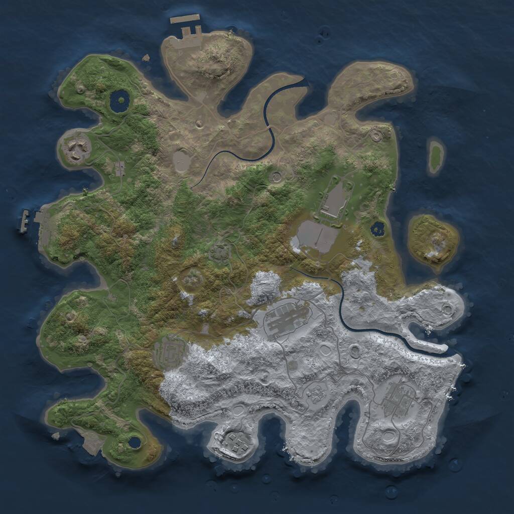 Rust Map: Procedural Map, Size: 3500, Seed: 21351, 12 Monuments