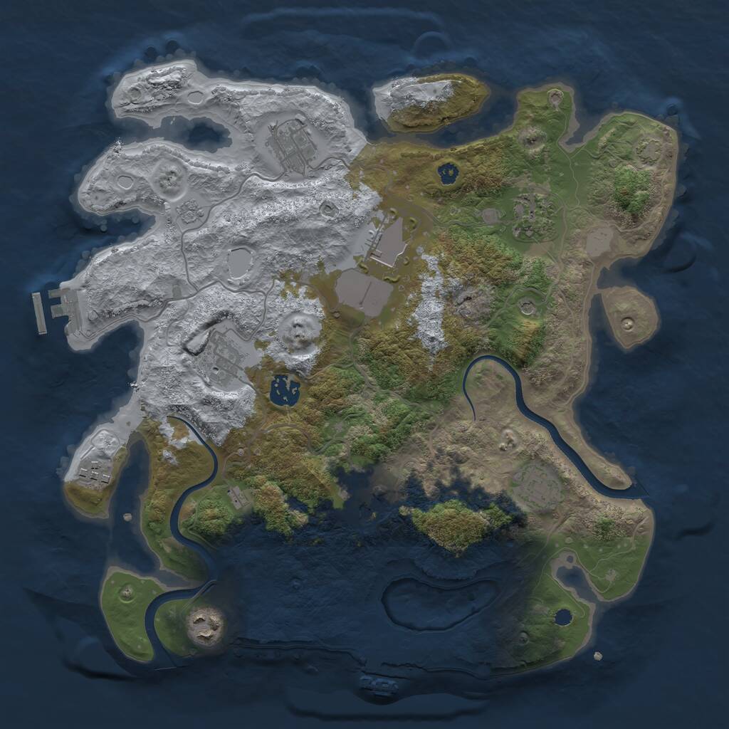 Rust Map: Procedural Map, Size: 3500, Seed: 528012125, 15 Monuments