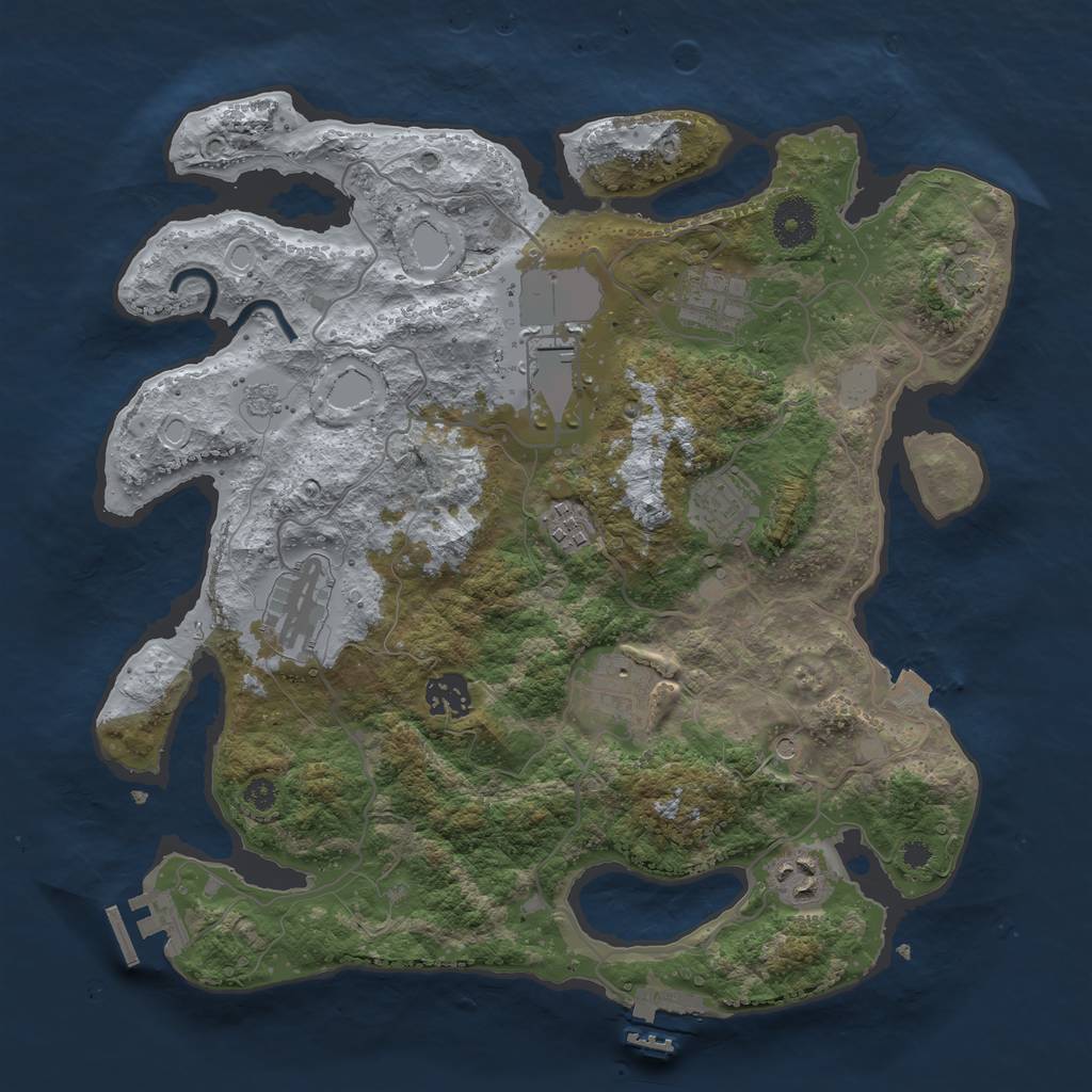 Rust Map: Procedural Map, Size: 3500, Seed: 528012125, 16 Monuments