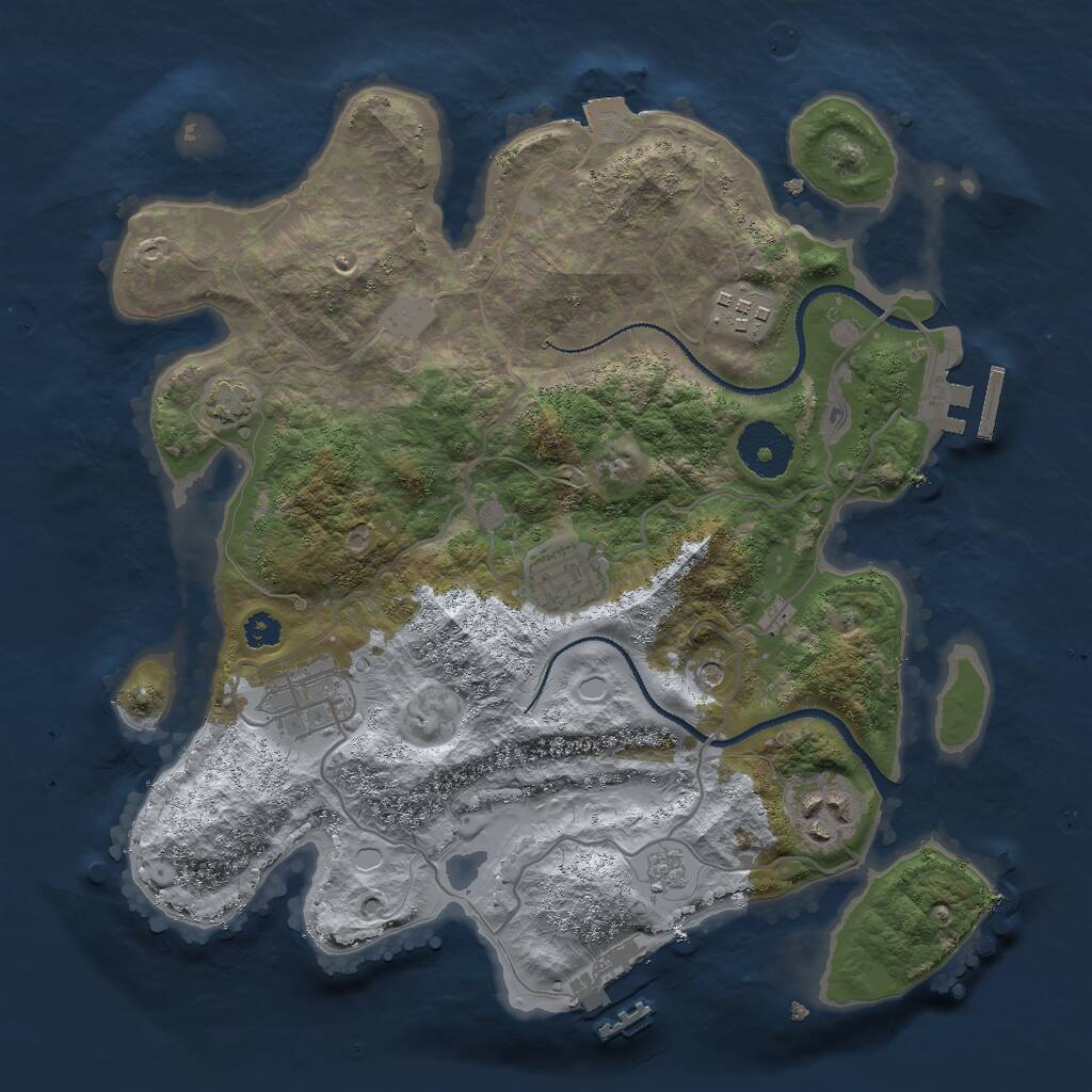 Rust Map: Procedural Map, Size: 3000, Seed: 89746, 10 Monuments