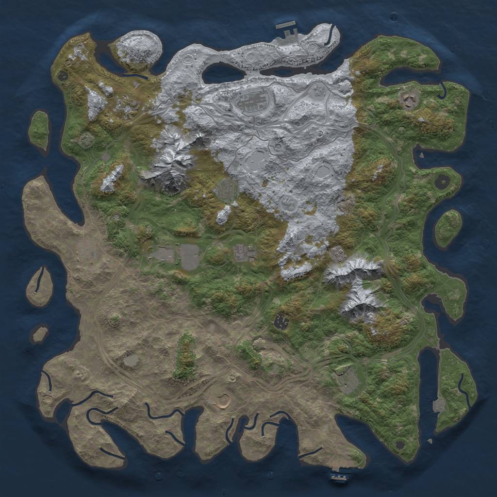 Rust Map: Procedural Map, Size: 5000, Seed: 1077597365, 19 Monuments