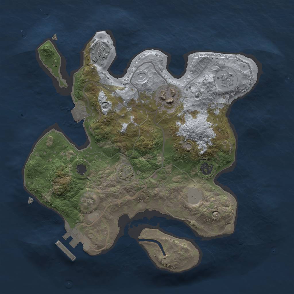 Rust Map: Procedural Map, Size: 2400, Seed: 2082700074, 8 Monuments