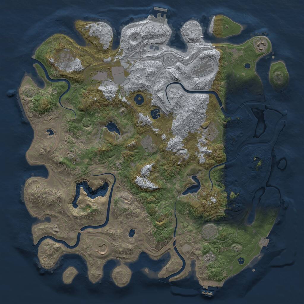 Rust Map: Procedural Map, Size: 4500, Seed: 50070, 17 Monuments