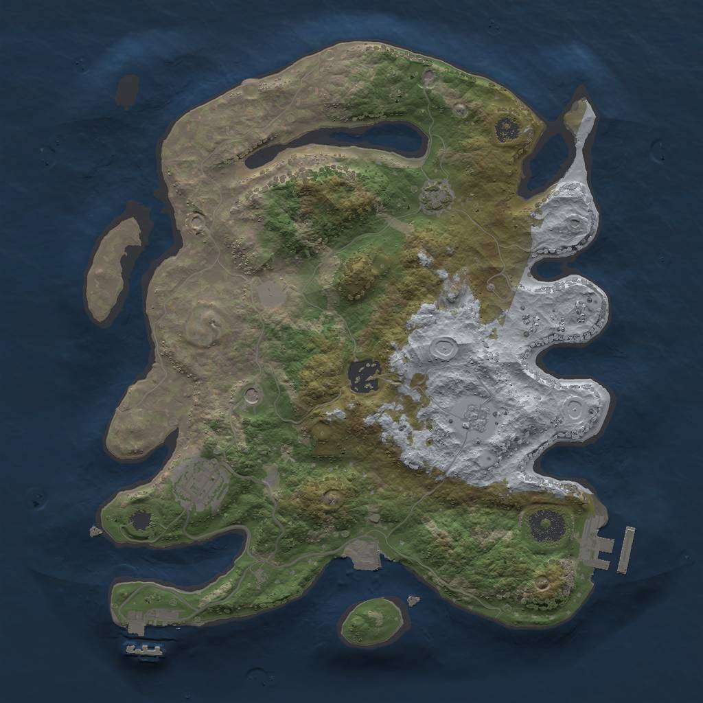 Rust Map: Procedural Map, Size: 3000, Seed: 1355873343, 10 Monuments