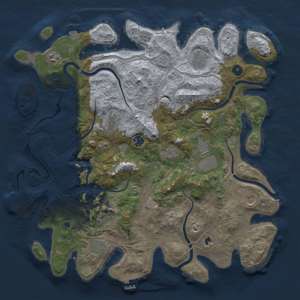 Rust Map: Procedural Map, Size: 4300, Seed: 319202655, 16 Monuments